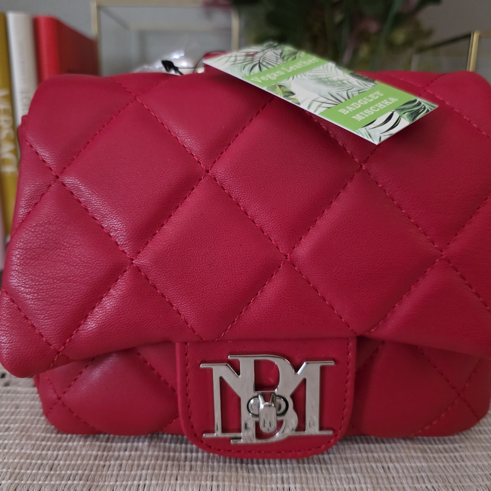 Badgley Mischka Red Quilted Women's Bag